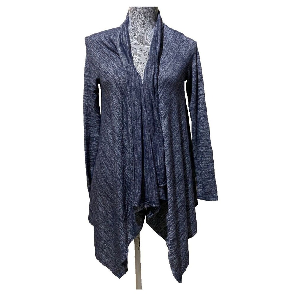 Banana Republic Womens XS Marled Blue Draped Cardigan Sweater Open Front Jacket